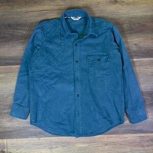 Cabela's Men's Chamois Shirt Jacket Green Quilted Shoulder Hunting XL